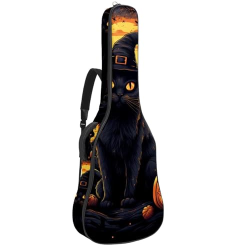 Étui pour guitare acoustique Chat Citrouille idéal pour vos déplacements aux répétitions d'automne