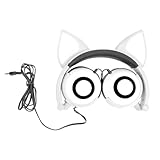 IMIKEYA Niedliche Kinderkopfhörer mit Leuchtenden Katzenohren Faltbares On Ear Headset aus Stoßfestem Material Verstellbar und Leicht für Reisen und Schule
