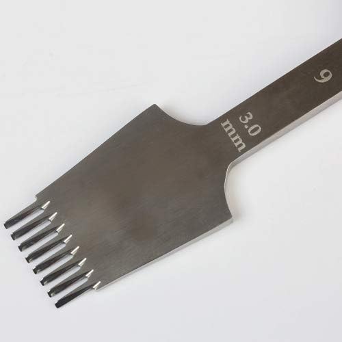 WUTA Leather Die-Steel Chisel French Style Pricking Iron Leather Punching Tool(3.0mm-8 Teeth,Obverse)