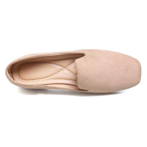 Image of ChaiRong Zhou Women Square Toe Ballets Flats Comfort Slip On Walking Shoes for Driving