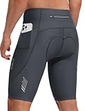 baleaf Men's Bike Shorts 4D Padded Cycling Biking Bicycle Mountain Riding Biker Cycle Zipper Pockets Quick Dry UPF 50+ Dark Gray L