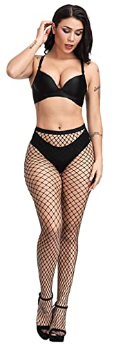 Pareberry Women's High Waisted Fishnet Tights Sexy Wide Mesh Fishnet Stockings2