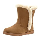 LseLom Girls Snow Boots Warm Faux Fur Lined Winter Boots with Non-Slip Sole Waterproof Cute Lightweight Ankle Bootie for Toddler/Little Big Kids Brown Toddler US 2