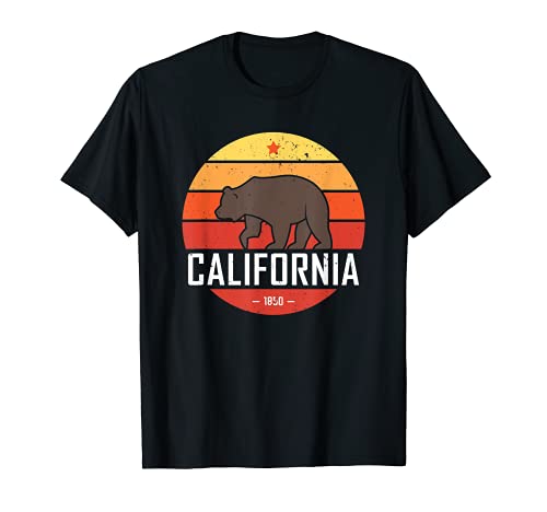 California Grizzly Bear Vintage Retro Style CA Fan Gift Camiseta