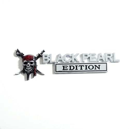3D Metal Black Pearl Skull Car Emblem - Heavy Duty Auto Badge Decal, Pirate Crossed Swords Sticker for Trucks, SUVs, F150, Tailgate & Fender