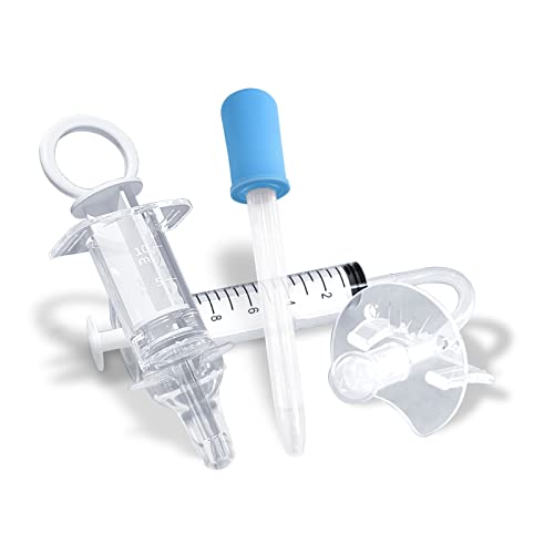 Elfzone Baby Medicine Dispenser Kit - 3Pcs - Silicone Infant Medicine Syringe Pacifier Dropper, Toddler Feeding Pacifiers Dispensers Products For Babies Newborn Essentials Must Haves Medical Kits #TOP9
