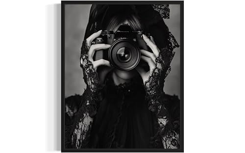 Photographer Wall Art Poster Art Print, Black and White Woman