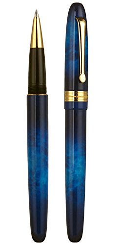Xezo Phantom Stardust Fine Rollerball Brass Pen, Individually Numbered, Screw-On Cap, 18-Karat Gold Plated (Phantom 500 Star Dust R), Blue, Gold, Black #TOP2