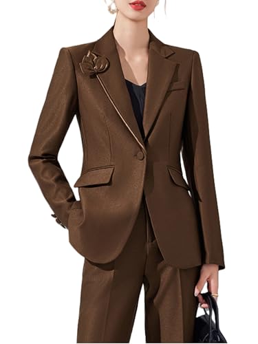 Women Suits Office Work 2 Pieces Set Lady Blazer Formal Business Suit Wedding Tuxedos Party (Blazer+Pants)