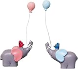 Sunormi 1 Pair Blue & Pink Elephant With Balloons Cake Toppers For Baby Shower Girls Boys Kids Birthday Cake Decoration