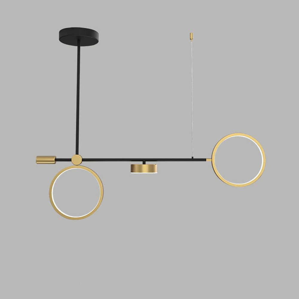 Lampadario lineare a LED dimmerabile della metà del secolo per sala da pranzo sopra il tavolo Lampada a sospensione a sospensione a lunga striscia in oro nero Minimalismo Anello luminoso a soffitto