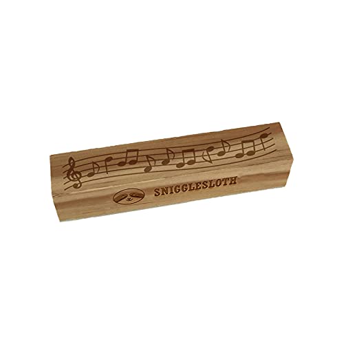 Music Staff with Notes Rectangle Rubber Stamp for Stamping Crafting - 3.75in Large
