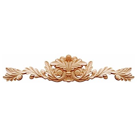 SUNHAWK Wood Carved Applique Vivid Acorn Twig Carved 18" W Onlay for Mantel, Door, Cabinet and Furniture (Hard Maple, 18" W 3-1/2"H 3/4" P) Cover