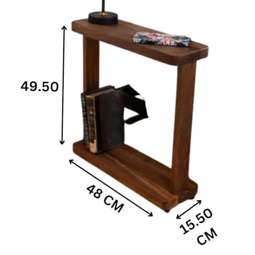 Image of MISAN Furniture Wooden Side End Table Tea Table for Living Room | Sofa & Bedside Nightstand Decor Furnitures | Bedside Nightstand | Natural Finish