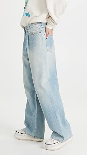 R13 Women's Damon Pleated Wide Leg Jeans4