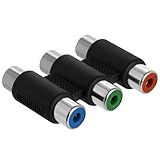 Cmple - 3 RCA Female to Female Coupler Three RCA Jack to Tripple Jack Adapter Red Green Blue Component Connector Converter Audio Video Cable Extender Joiner