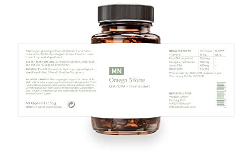 Omega 3 Kapseln hochdosiert | 2000 mg hochwertiges Fischöl 'Golden Omega' aus nachhaltiger Fischerei | 1140 mg Omega 3 Fettsäure | 600 mg EPA & 450 mg DHA ideal isoliert | Apothekenqualität