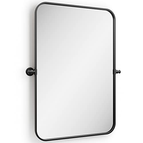 Barnyard Designs 24X36 Rectangle Adjustable Mirror, Metal Framed Mirror For Wall, Wall-Mounted Bathroom Mirrors, Vanity Mirror, Wall Mirrors Bedroom, Black #TOP21