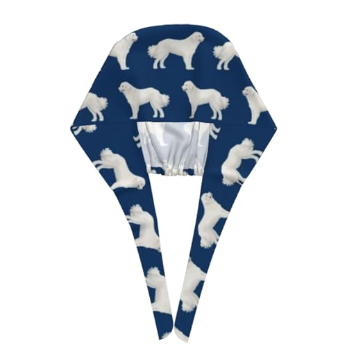 Image of Cute Pug Dog Print Working Cap Scrub Cap with Sweatband,Adjustable Fashion Bandage Tie Back Hat Headwear for Women Men