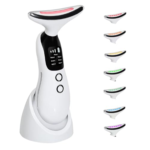 Face Massager, Facial Lifting Device, Anti-Aging Neck Eye with 7 Colors 3 Modes, Skin Care, Anti-Wrinkle Device for Slimming Face【White】