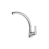 Ramon Soler 60E300978 Cártago - Grifo de fregadero con caño alto giratorio 360º, acabado cromado Diamond Finish, ahorro de agua S2 del 50%, limitador de temperatura y anticorrosión patentado