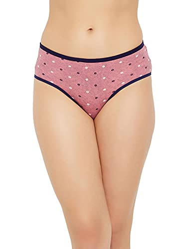 Image of Clovia Women's Cotton Mid Waist Floral Print Hipster Panty in Brown
