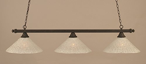 Toltec Lighting 803-Dg-411 Three Light Square Billiard, Dark Granite Finish With Italian Bubble Glass #TOP28