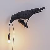 Pizga Art Deco Table Lamp, Raven Design, Resin, Black Right, for Living Room Decoration