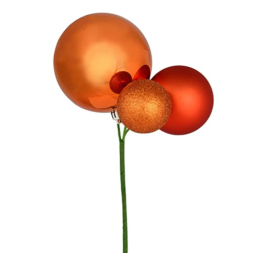 Vickerman 18" Burnish Orange Ball Ornament Christmas Pick. There Are 3 Picks Per Pack. #TOP28