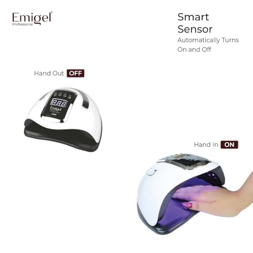 Image of Emigel Nail UV Lamp 140W | Fast Dryer for Nail Gel Polish | UV Nail Curing Lamp | Professional UV Nail Lamp 2 in 1 UV LED Lamp Dryer | Large Space for Both hands | For Salon & Home Use.