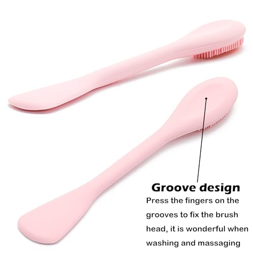 RamPula Facial Cleansing Brush, 2 in 1 Silicone Face Mask Brush & Face Scrubber, For Exfoliating, Massaging, Remove Blackheads, Makeup Skincare Removal, Applicator for Mud, Clay, Body Lotion, DIY Mask 2 PCS