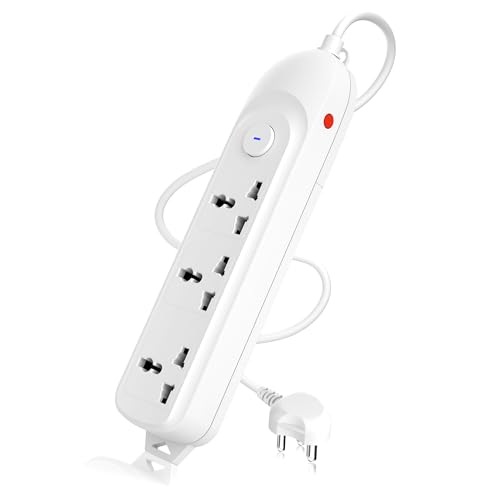 Cablet Extension Board 1500W 6A | 3 Universal Multi Plug Sockets with Surge Protector, Overload Protection, 1.8M Heavy Duty Cord, LED Indicator Master Switch, Spike Guard Power Strip for Home & Office