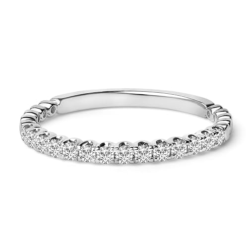 14K White Gold 1/4 Cttw Round Diamond Prong Set Wedding Band - Ring Size 4.5