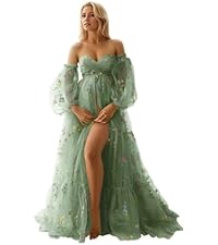 green emerald velvet dress MssLilac Embroidery Tulle Robe for Maternity Photoshoot V Neck Pageant Dress  Ball Gown Prom Dress for Women Sage 6 at Amazon Women's Clothing store
