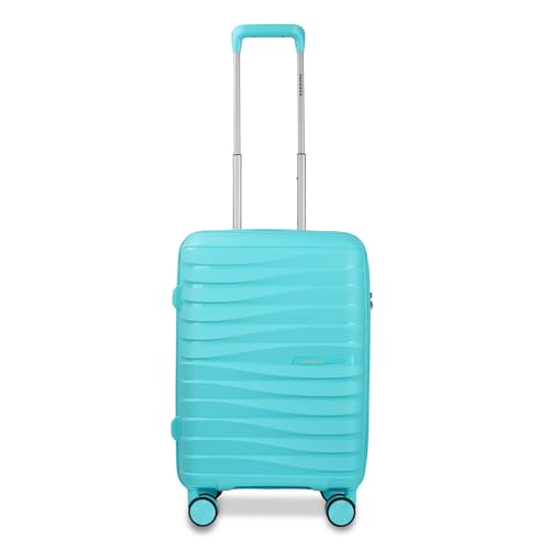 Image of 3G Vacanza Series 2 Polypropylene Unbreakable Hard-Sided Cabin Luggage Trolley Bag with TSA Lock | Light Blue 55 cm