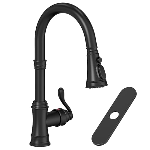 Homevacious Matte Black Kitchen Faucet with Pull Down Sprayer 3 Functions