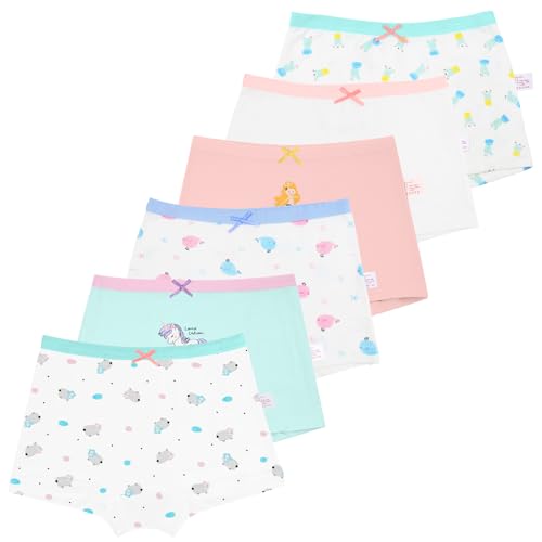 Alaoo Fille Culotte en Coton, Boxer Culotte Shorty sous-vêtements Coton Fille Lot de 6, sous-Vêtements en Coton Doux et Confortables pour Filles et...
