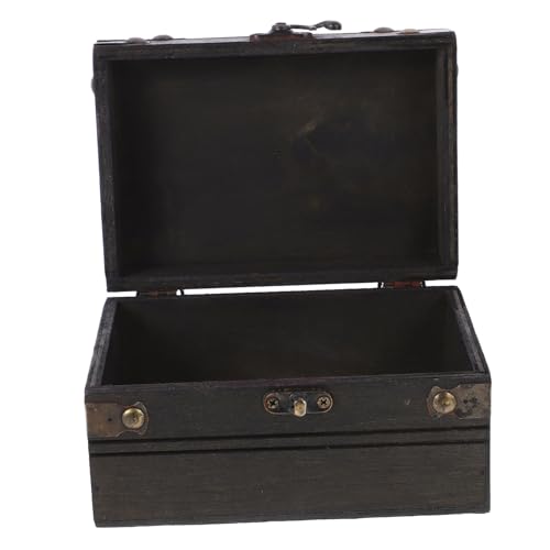 STOBAZA Small Wooden Decorative Box Vintage Treasure Chest Jewelry Storage Wooden Prop Retro Style