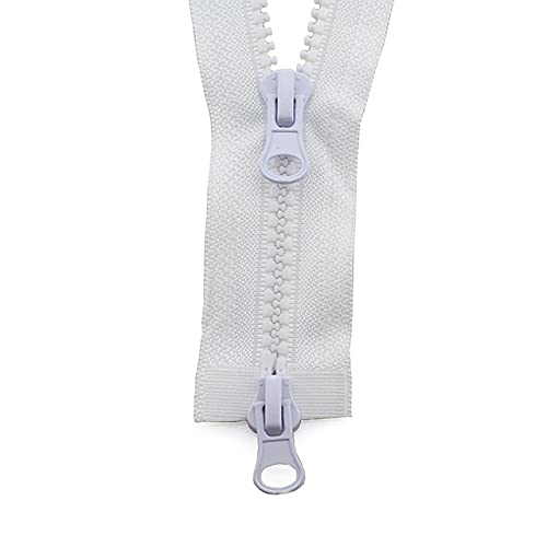 WEIYUE 5# 80/90/100/120/150 cm Double curseur en résine plastique coloré pour vêtements (couleur : blanc, taille : 90 cm) Cover