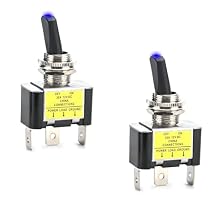 Podazz 12V Blue LED Illuminated Toggle Switch 30A 12V 3 Pin Car Truck Toggle Switch SPST ON/Off Blue