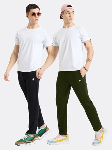 Image of Modeve Men Solid Cotton Blend Track Pant for Summer Pack of 2