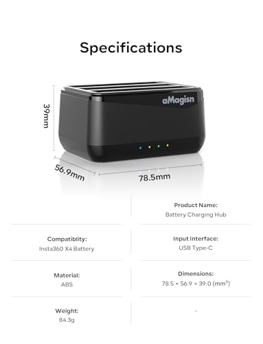 Image of Yantralay x amagisn 3 Slot Battery Charger Compatible for Insta360 X4 Camera, Charging Dock for X4 Accessories