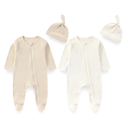 Image of JELYLOVE Unisex Baby Boy Girl Footies Sets Cotton Long Sleeve Infant Rompers 0-12Months Babies' Outfits