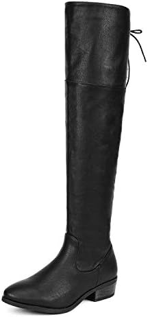 DREAM PAIRS Women's Over The Knee High Low Block Heel Riding Boots