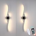 2 Pack Black Wave Wall Sconce 39.37in Modern Led Wall Lamps Bathroom Vanity Lights Lighting Fixtures Over Mirror with App Smart Dimmable Light Bar for Bedroom Bedside Living Room Picture Lights