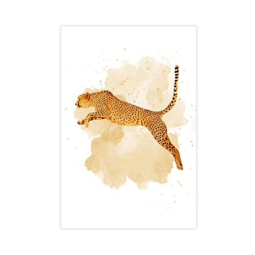 Affiche aquarelle animaux sauvages d'Afrique sur toile 50x76 cm