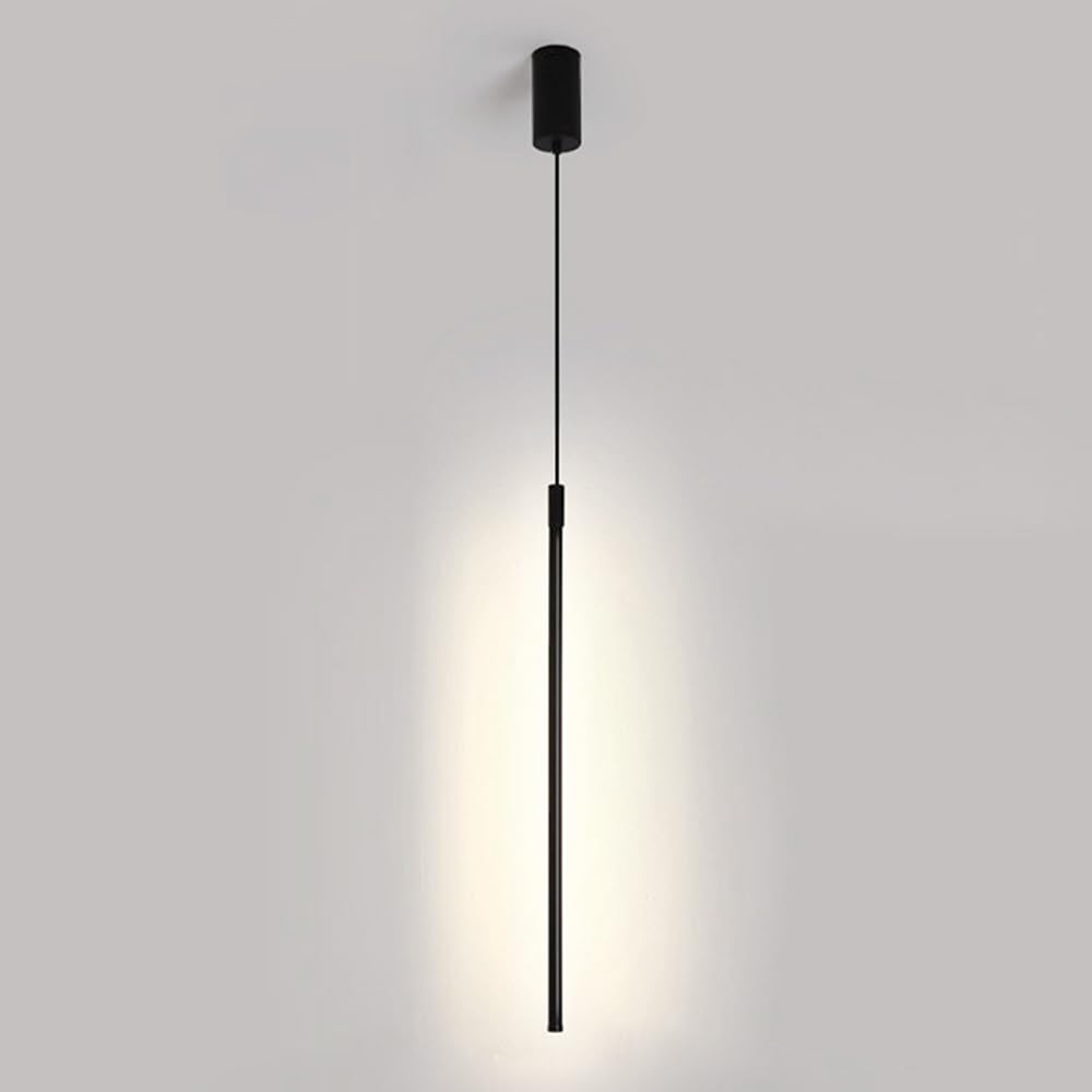 Granestner Minimalist LED Linear Pendant Light Fixture - Adjustable Black Metal Chandelier for Kitchen, Dining Room, Living Room, and Bedroom(Natural White,XL)