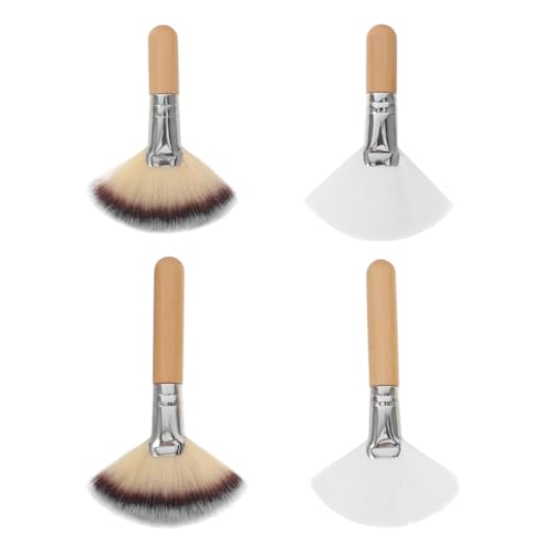 KALLORY Soft Fluffy Makeup Brush Set 4pc Large Facial Brush for Foundation Blush No Shedding