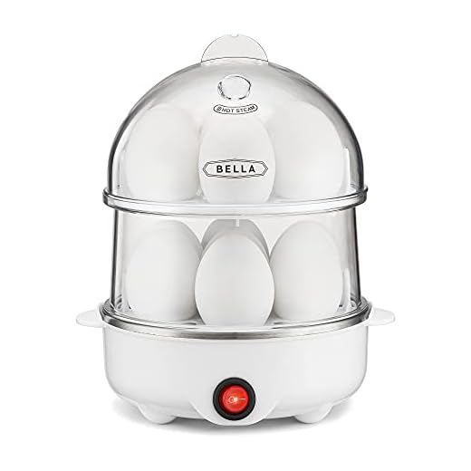 BELLA Rapid Electric Egg Cooker and Poacher with Auto Shut Off for Omelet, Soft, Medium and Hard Boiled Eggs - 14 Egg Capacity Tray, Double Stack, White