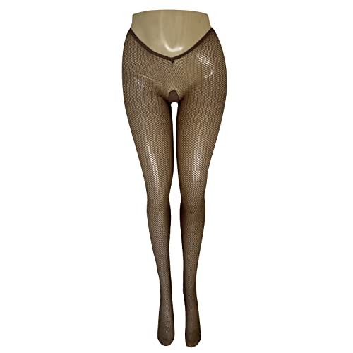 Image of V-Cut Skintone Gold Glitter Fishnet Stockings | VCUT Carnival Tights for Black and Brown Skin Women